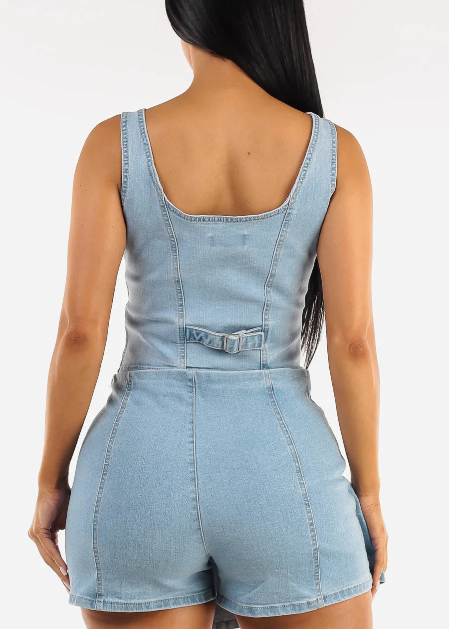 Sleeveless Button Up Stretchy Denim Top sold by Moda product image thumbnail 4