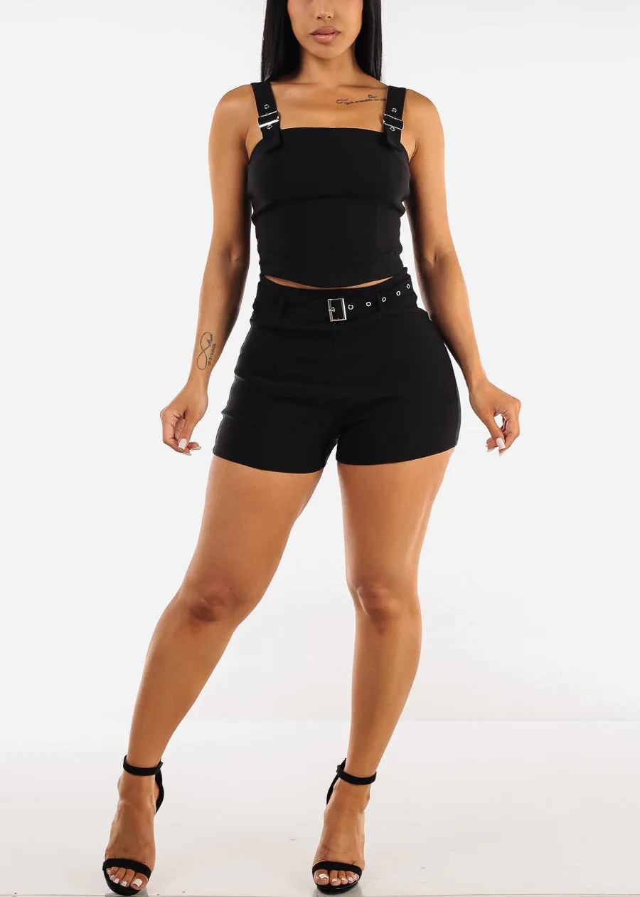 Black Crop Top with Buckle Straps sold by Moda product image thumbnail 2