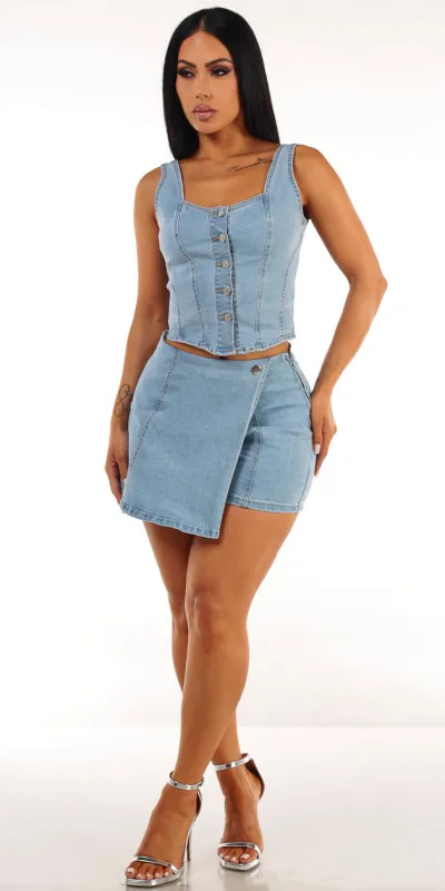 Denim Top & Skort Combo sold by Moda