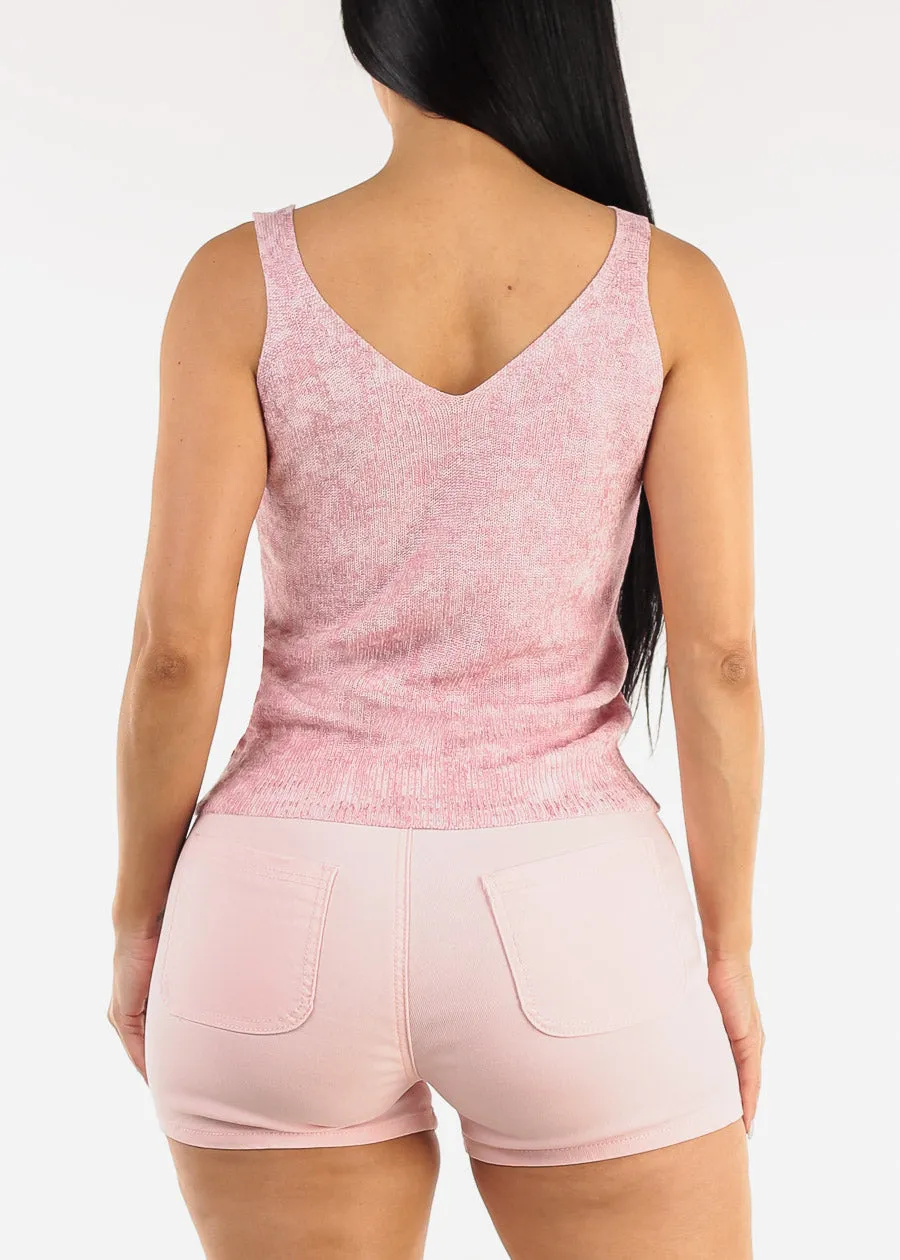 Sleeveless Metallic Vneck Knitted Top Light Pink sold by Moda product image thumbnail 4