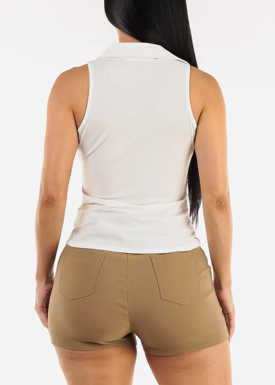 Ruched Sleeveless Collared Blouse White sold by Moda product image thumbnail 4