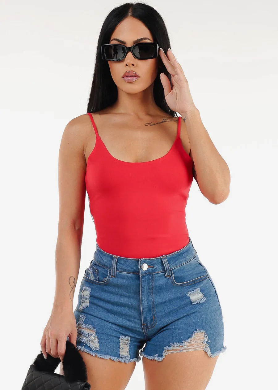 Sleeveless Scoop Neck Red Cami Top sold by Moda