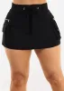 Hyper Stretch High Waist Cargo Mini Skort Black sold by Moda