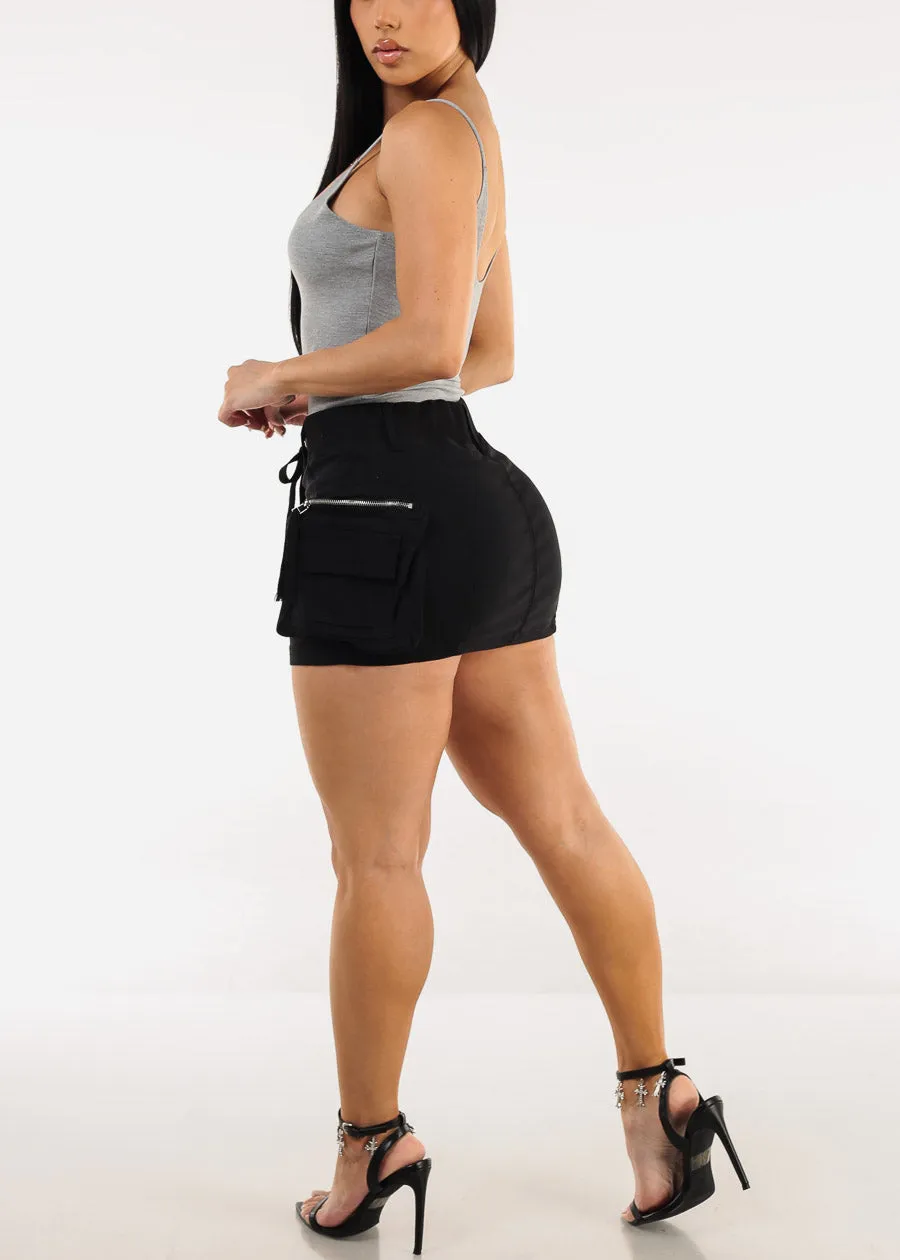 Hyper Stretch High Waist Cargo Mini Skort Black sold by Moda product image thumbnail 5