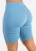 High Waist Hyper Stretch Bermuda Shorts Light Blue sold by Moda