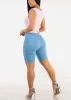 High Waist Hyper Stretch Bermuda Shorts Light Blue sold by Moda
