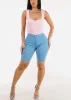 High Waist Hyper Stretch Bermuda Shorts Light Blue sold by Moda
