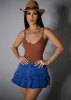 Sleeveless Vneck Ribbed Thong Bodysuit Brown sold by Moda