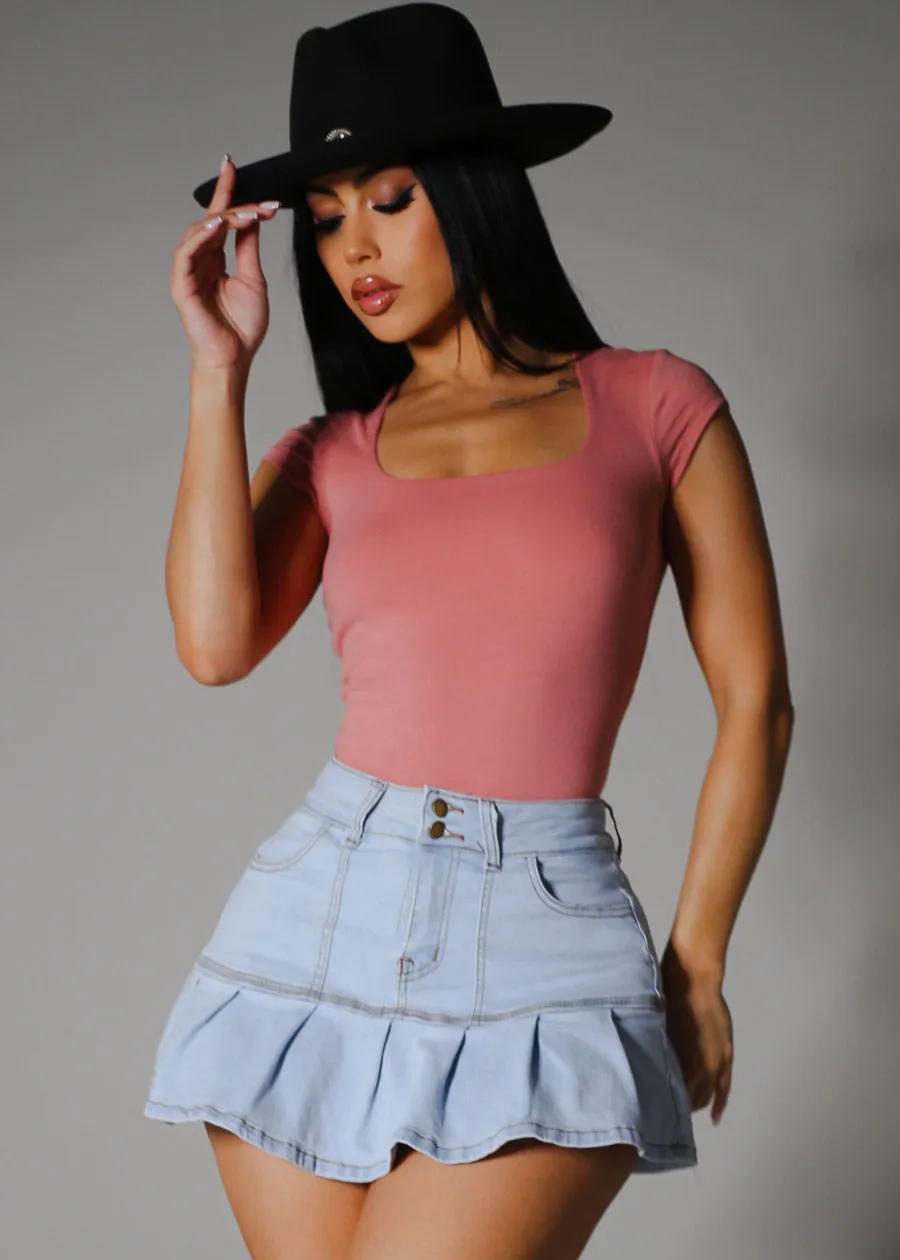 Cap Sleeve Square Neck Top Rose sold by Moda