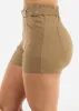 Khaki Super High Waist Stretchy Shorts w Belt sold by Moda