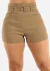 Khaki Super High Waist Stretchy Shorts w Belt sold by Moda