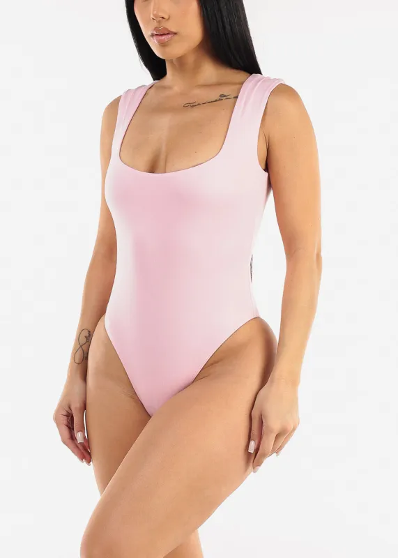 Sleeveless Wide Neck Bodysuit Light Pink sold by Moda
