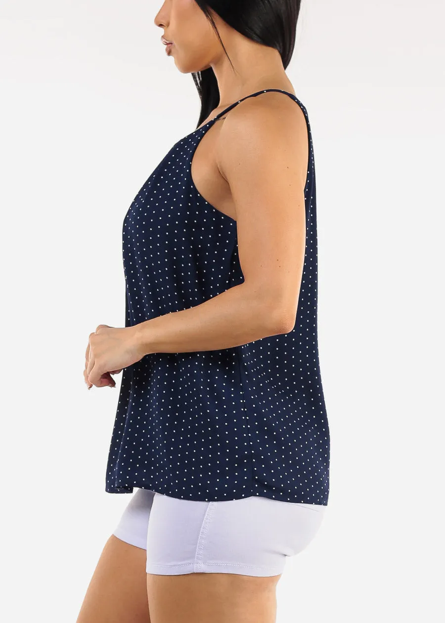 Sleeveless Polka Dot Pleated Blouse Navy sold by Moda product image thumbnail 3