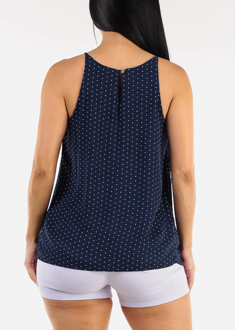 Sleeveless Polka Dot Pleated Blouse Navy sold by Moda product image thumbnail 4