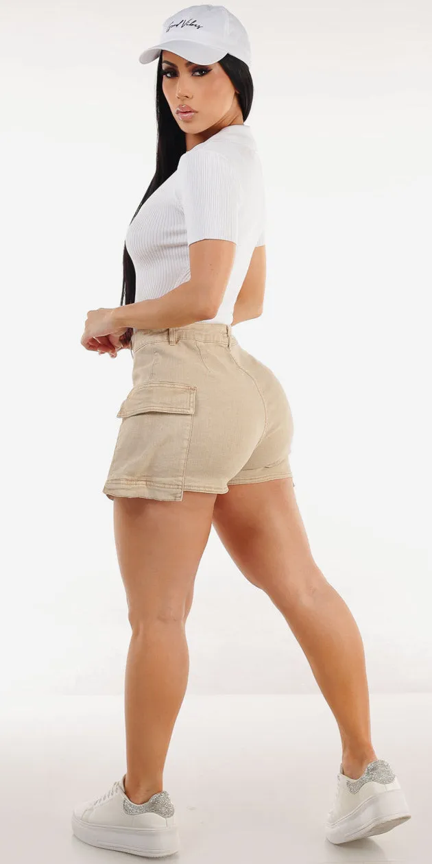 White Cargo Denim Skort Outfit sold by Moda product image thumbnail 2