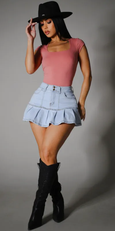 Rose Pleated Mini Skort Set sold by Moda