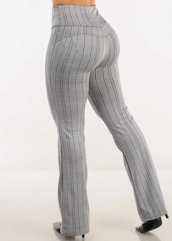 Butt Lift Stretchy High Waist Printed Dressy Bootcut Pants Grey sold by Moda