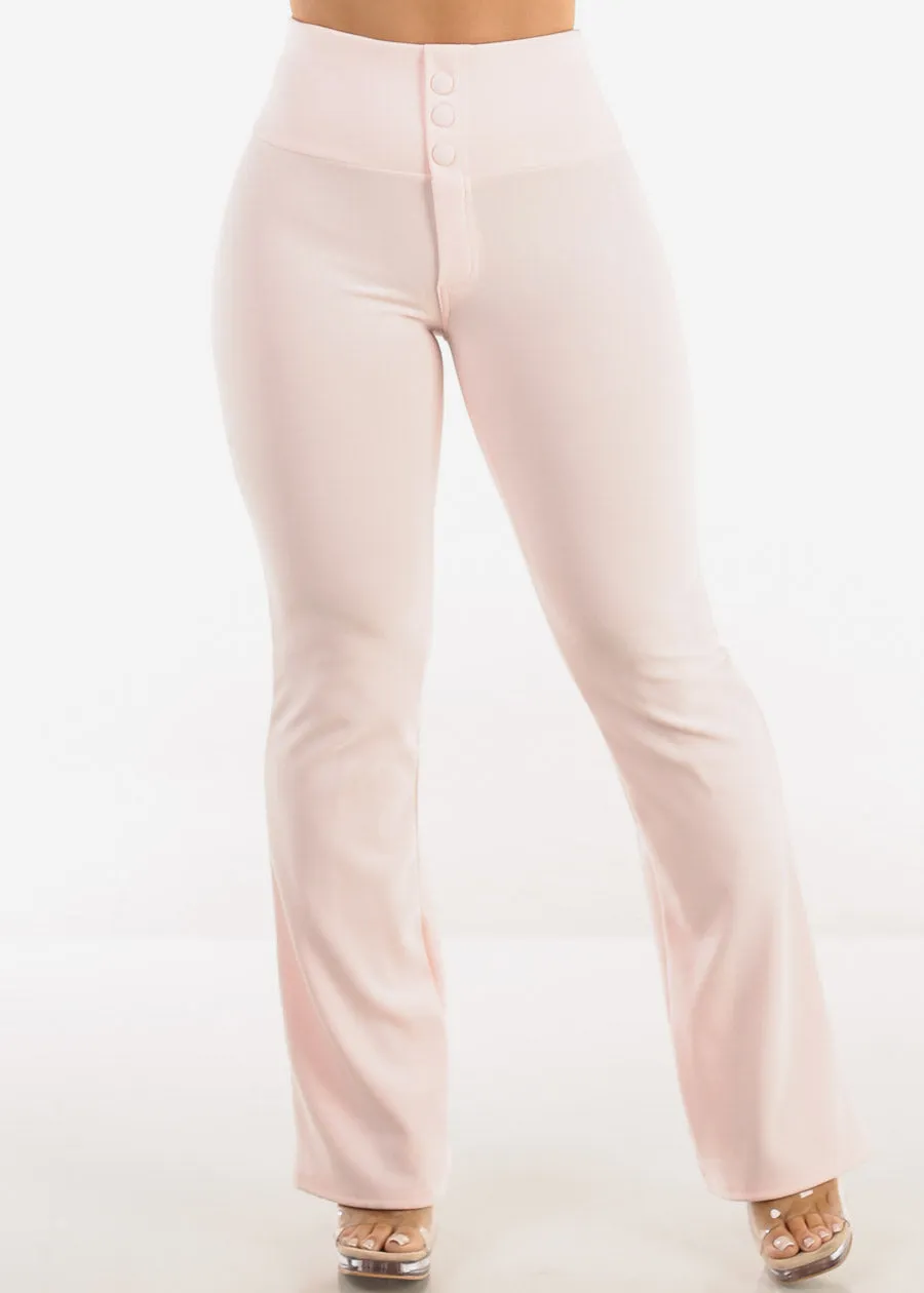 Butt Lift Stretchy High Waist Dressy Bootcut Pants Light Pink sold by Moda product image thumbnail 3