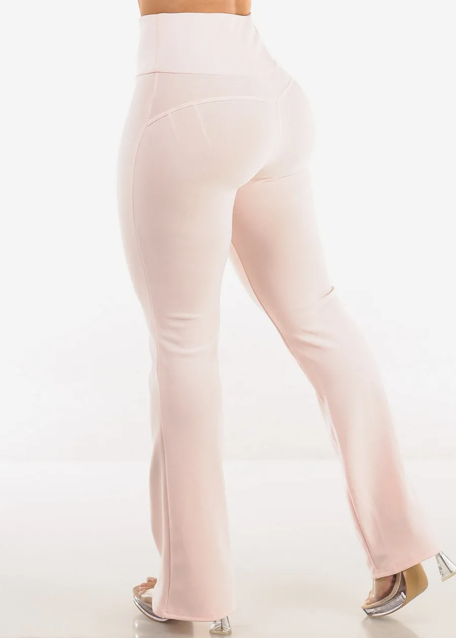 Butt Lift Stretchy High Waist Dressy Bootcut Pants Light Pink sold by Moda