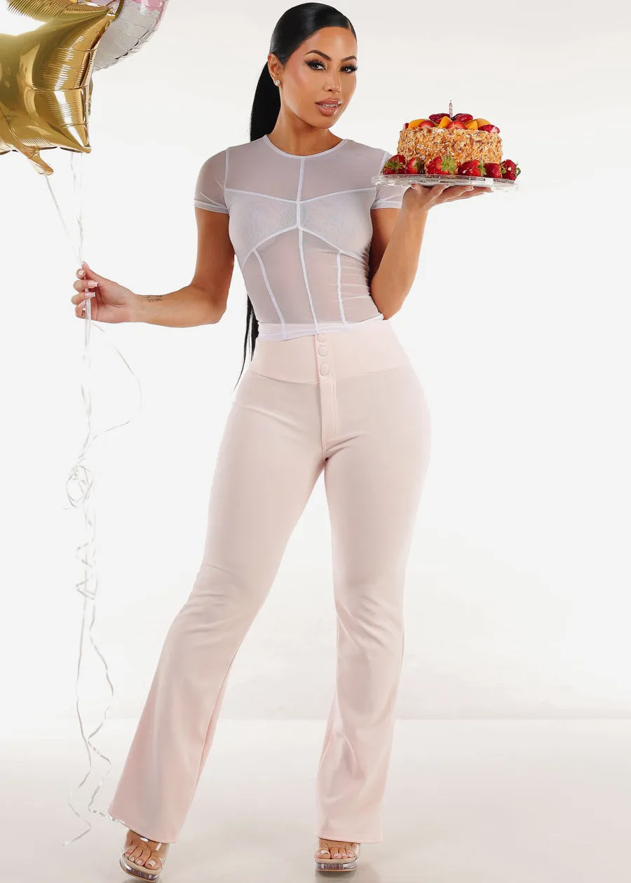Butt Lift Stretchy High Waist Dressy Bootcut Pants Light Pink sold by Moda product image thumbnail 2