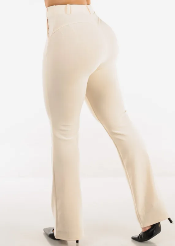 Butt Lift Stretchy High Waist Dressy Bootcut Pants Ivory sold by Moda