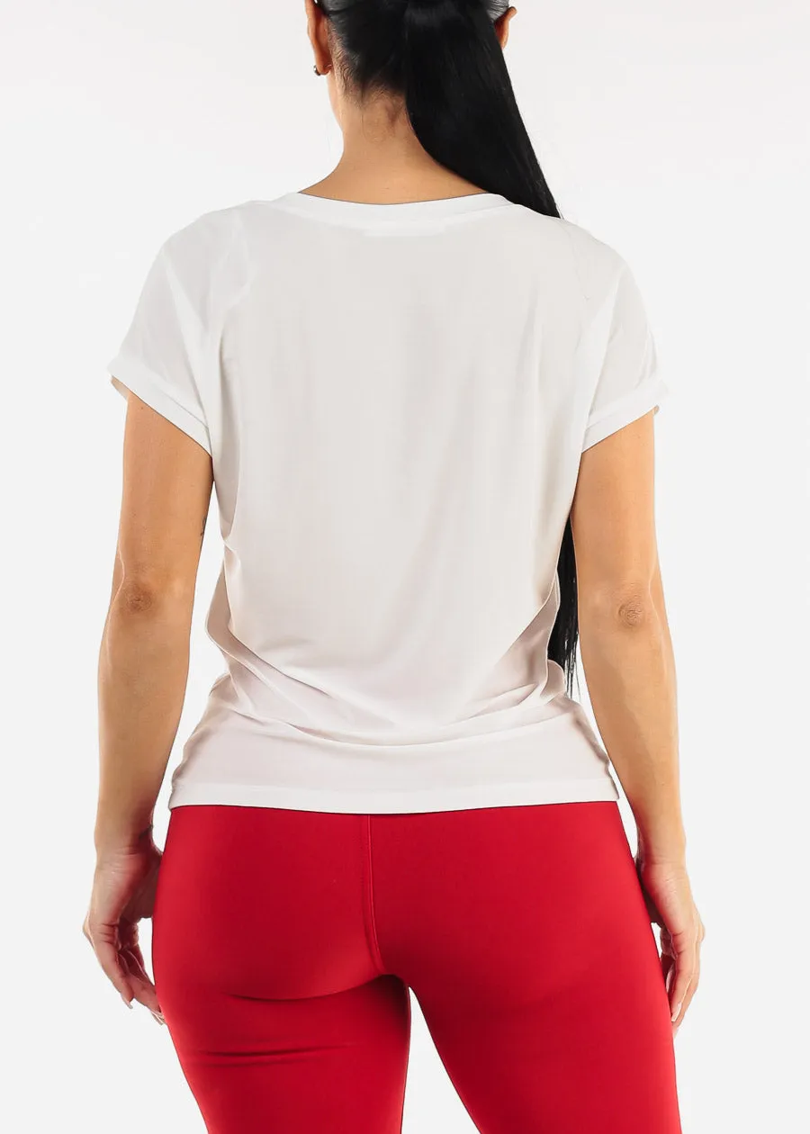Short Sleeve Round Neck Stretchy Blouse White sold by Moda product image thumbnail 4