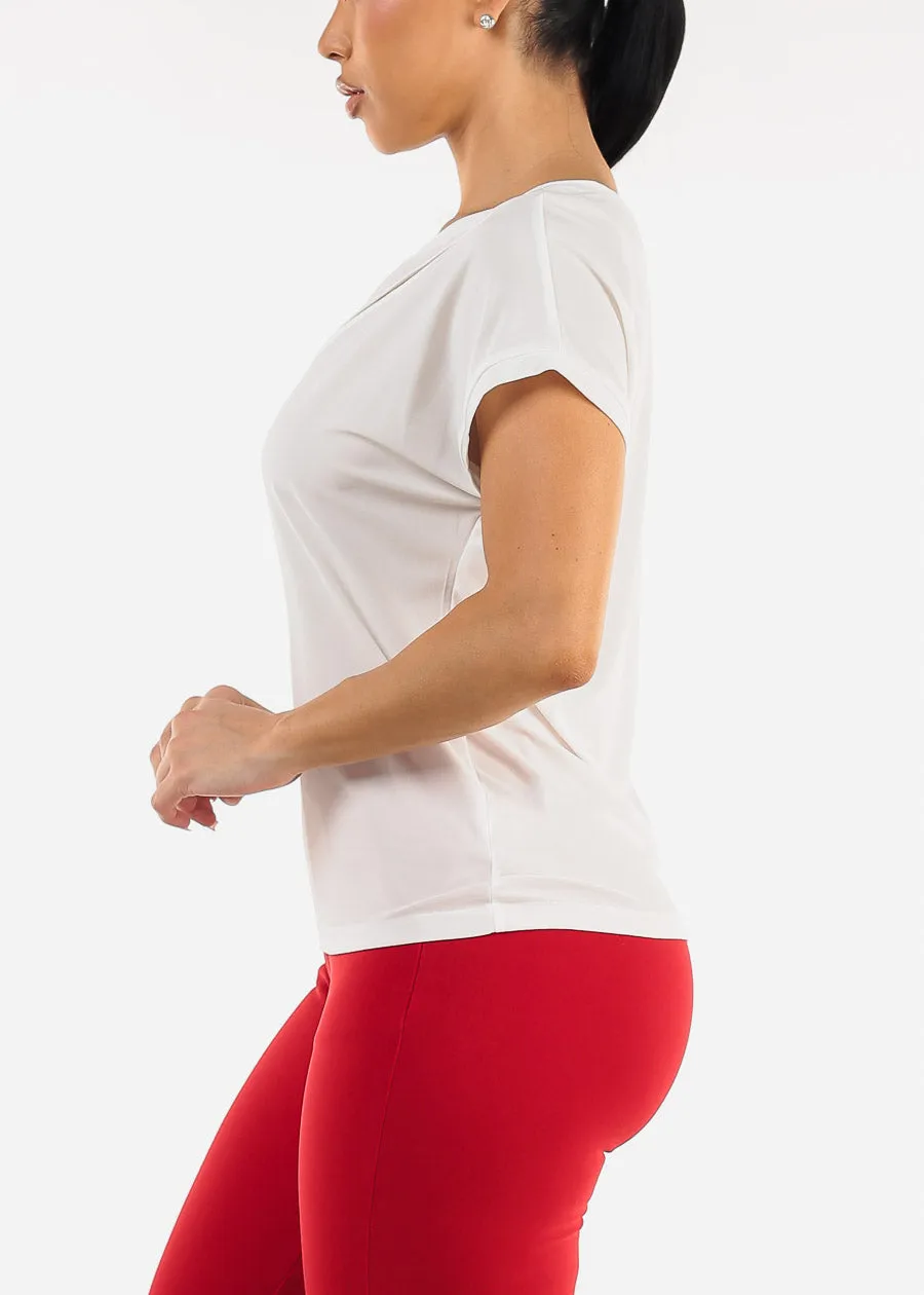 Short Sleeve Round Neck Stretchy Blouse White sold by Moda product image thumbnail 3