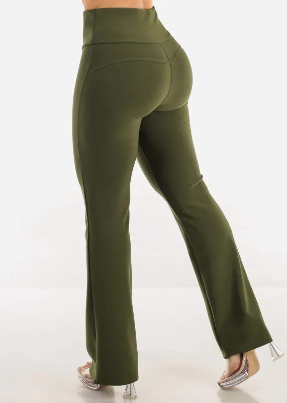 Butt Lift Stretchy High Waist Dressy Bootcut Pants Olive sold by Moda