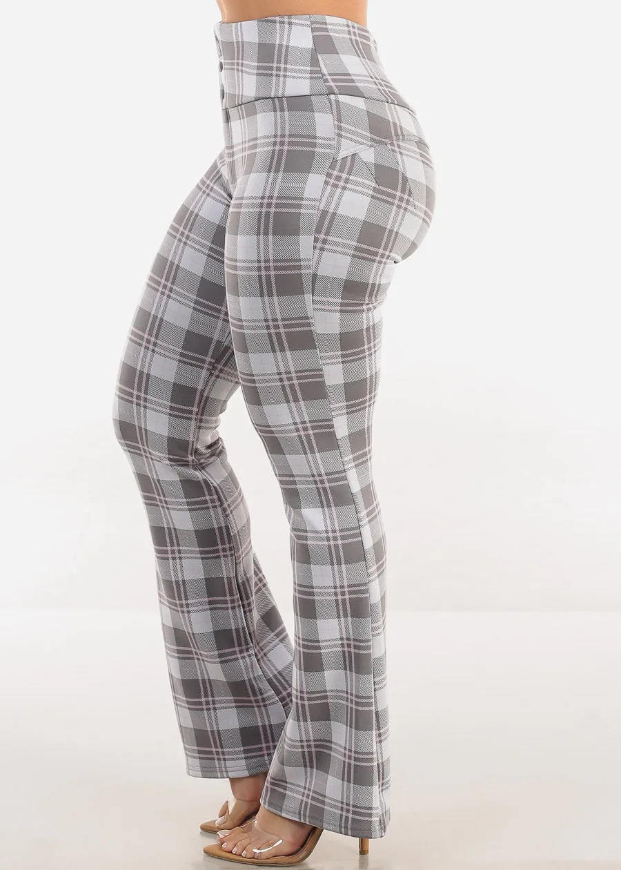 Butt Lift Stretchy High Waist Plaid Dressy Bootcut Pants Grey sold by Moda product image thumbnail 4