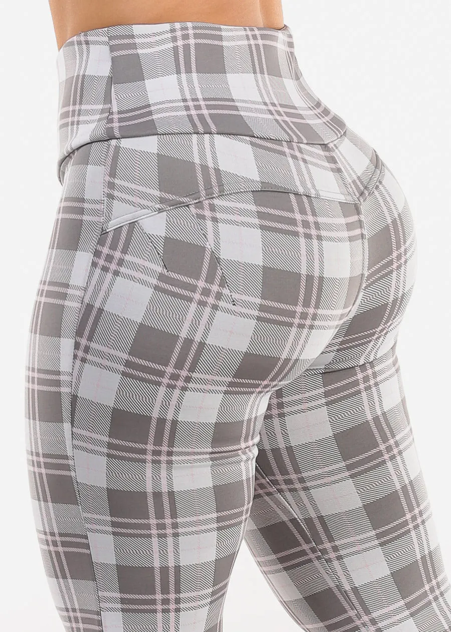 Butt Lift Stretchy High Waist Plaid Dressy Bootcut Pants Grey sold by Moda product image thumbnail 5