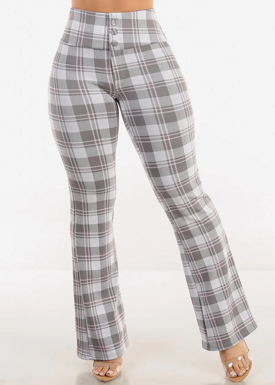 Butt Lift Stretchy High Waist Plaid Dressy Bootcut Pants Grey sold by Moda product image thumbnail 3