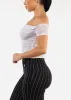 Off Shoulder Ruched Mesh Crop Top White sold by Moda