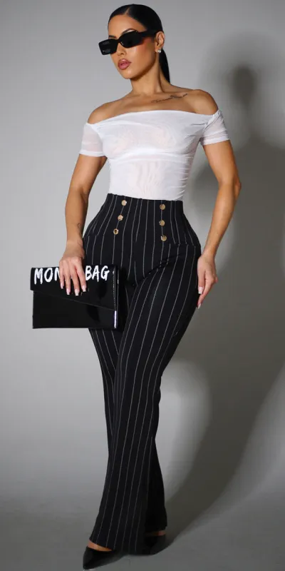 White Butt Lift Stripe Pants Set sold by Moda