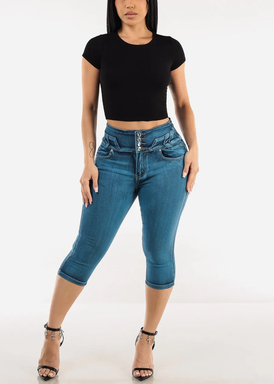 Short Sleeve Crewneck Black Ribbed Crop Top sold by Moda product image thumbnail 2