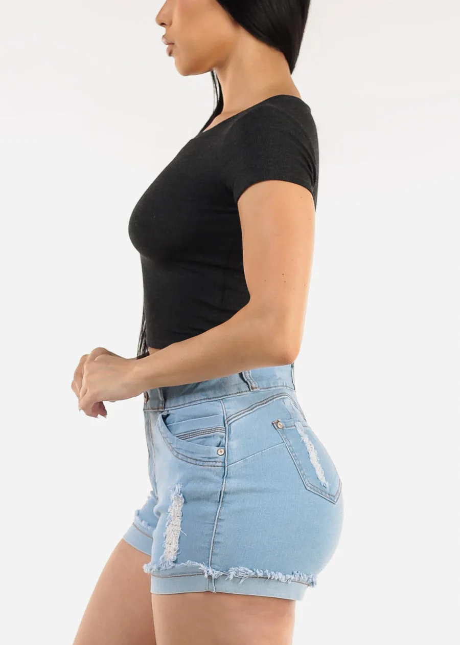 Short Sleeve Crewneck Ribbed Crop Top Charcoal sold by Moda product image thumbnail 3