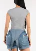 Cap Sleeve Square Neck Top Heather Grey sold by Moda