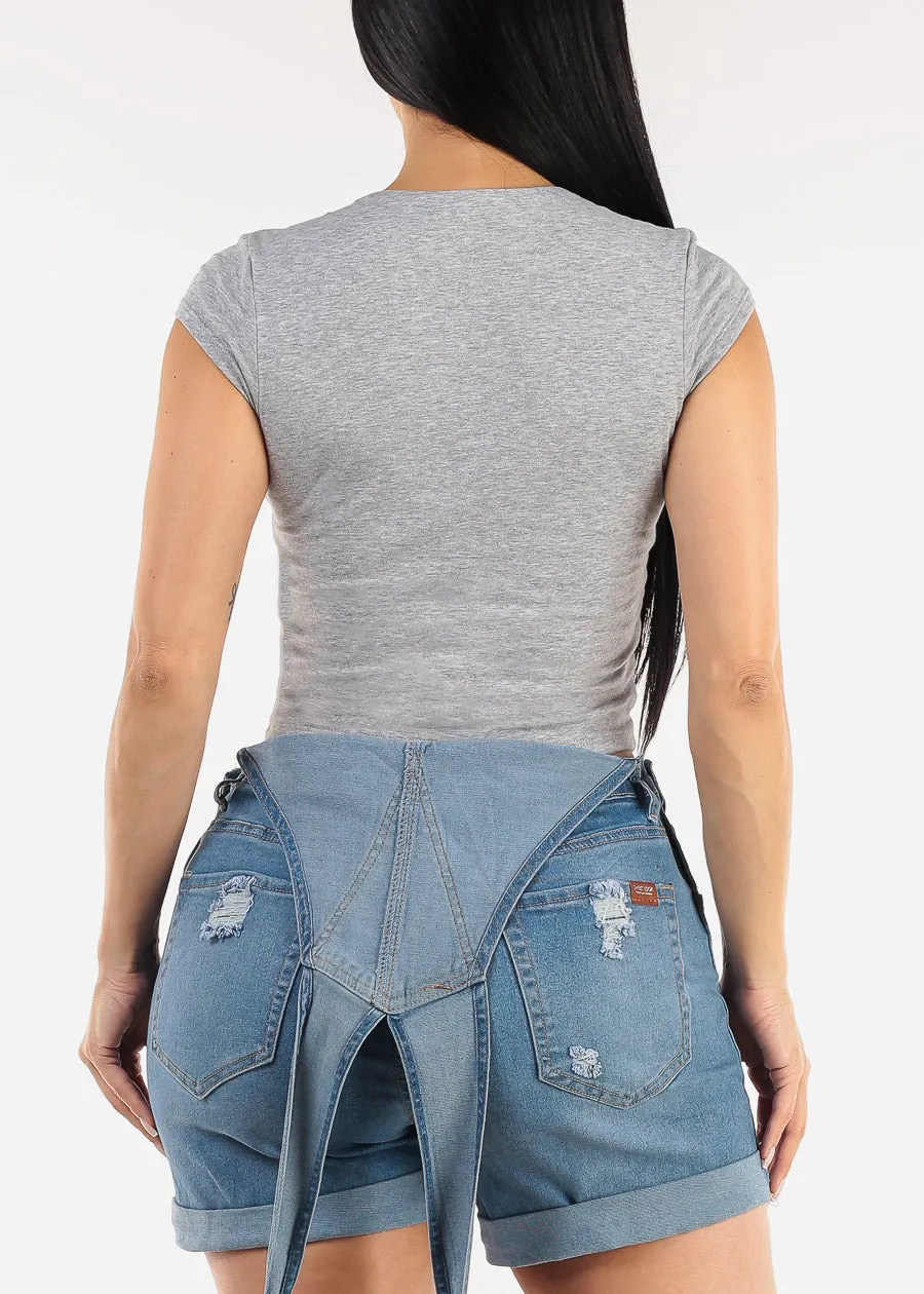 Cap Sleeve Square Neck Top Heather Grey sold by Moda product image thumbnail 4