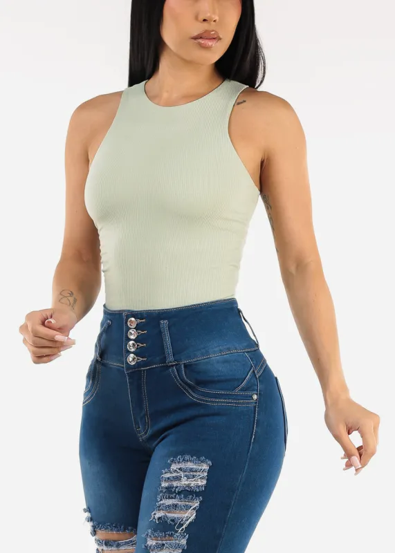 Sleeveless Stretch Racerback Top Light Sage sold by Moda
