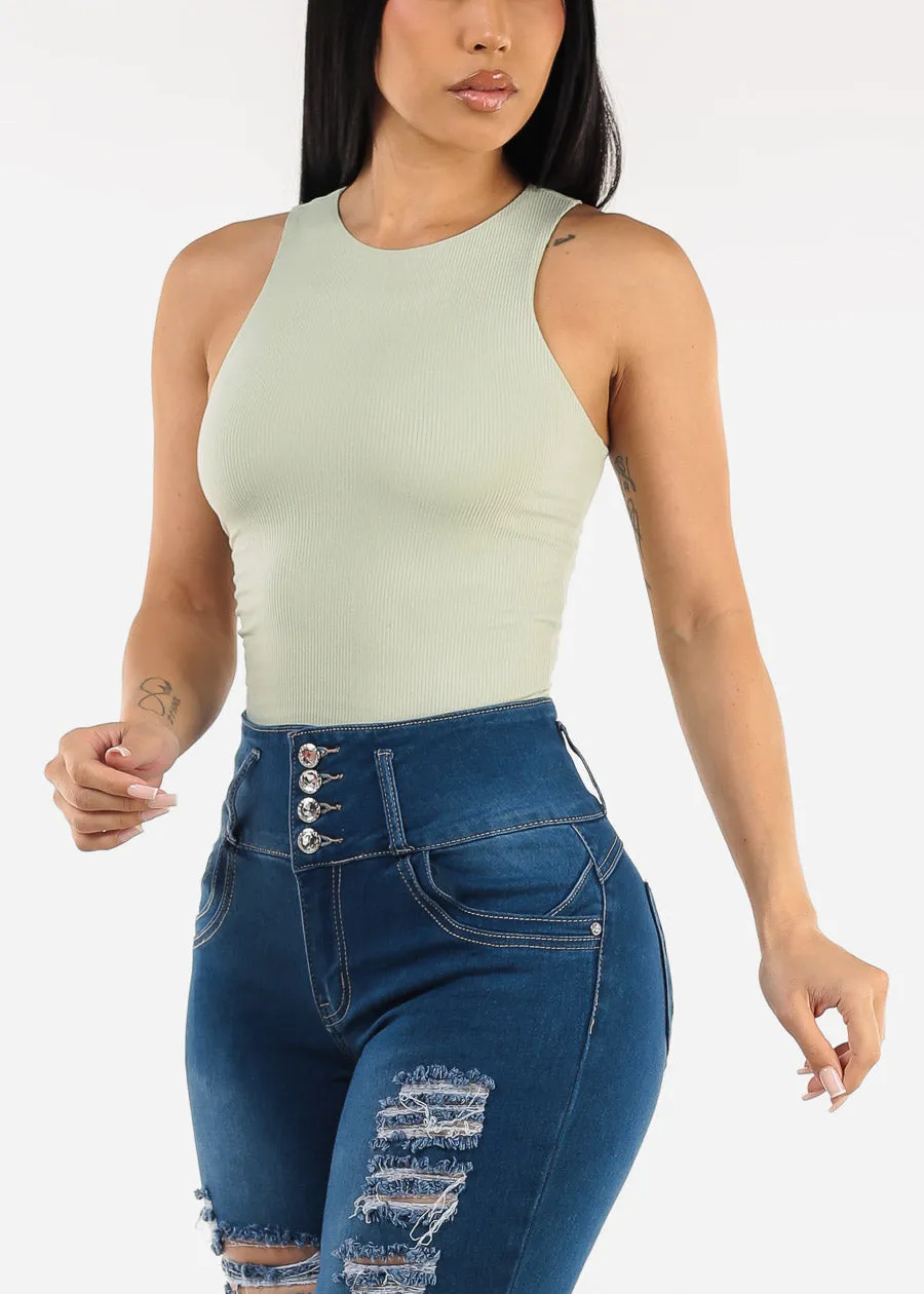Sleeveless Stretch Racerback Top Light Sage sold by Moda