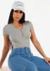 Stretchy Short Sleeve Ribbed Top Grey sold by Moda