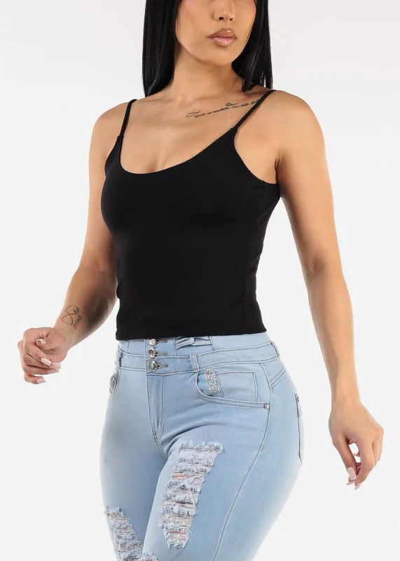 Sleeveless Scoop Neck Cami Top Black sold by Moda