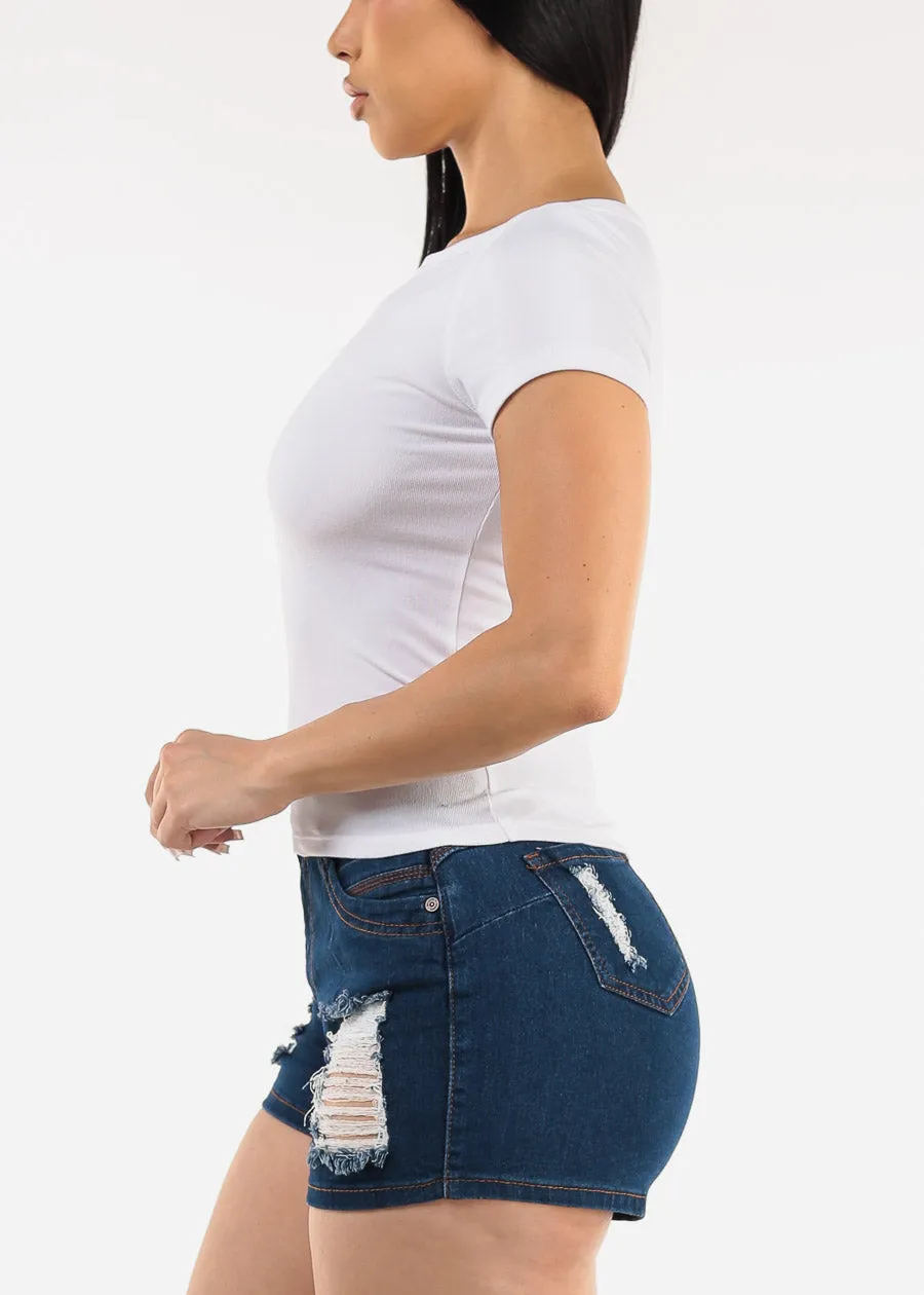 Short Sleeve Boat Neckline Stretch Top White sold by Moda product image thumbnail 3