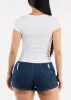 Short Sleeve Boat Neckline Stretch Top White sold by Moda