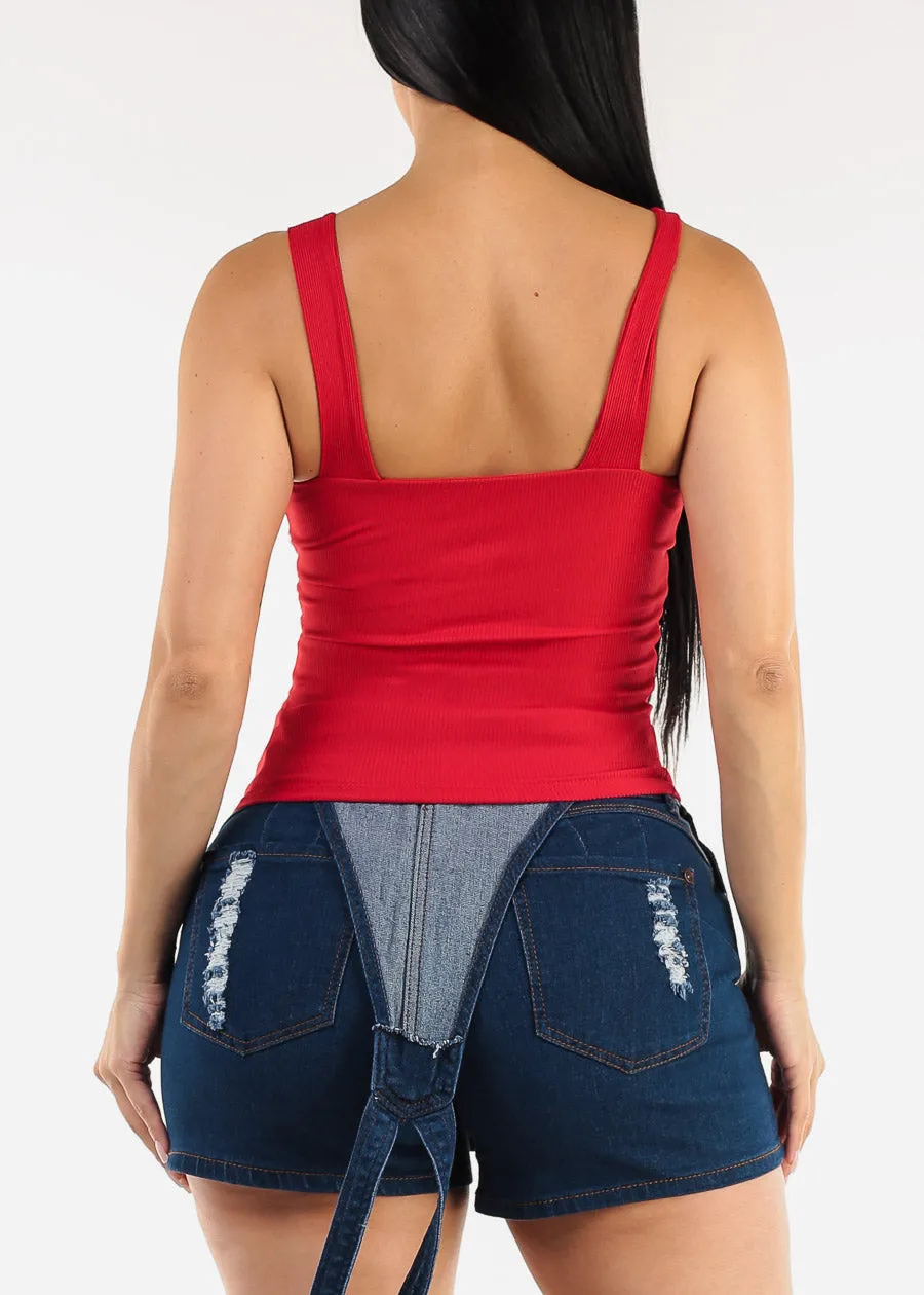 Sleeveless Scoop Neck Ribbed Tank Top Red sold by Moda product image thumbnail 4