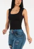 Sleeveless Square Neck Ribbed Top Black sold by Moda