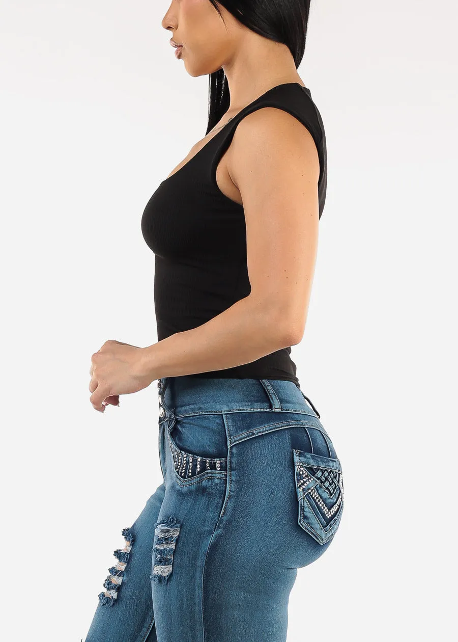 Sleeveless Square Neck Ribbed Top Black sold by Moda product image thumbnail 5