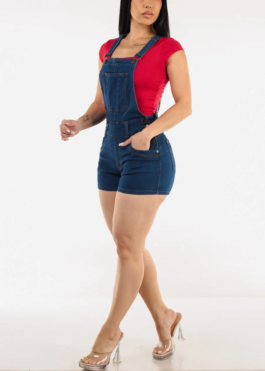 Butt Lift Sleeveless Dark Denim Short Overalls sold by Moda product image thumbnail 2