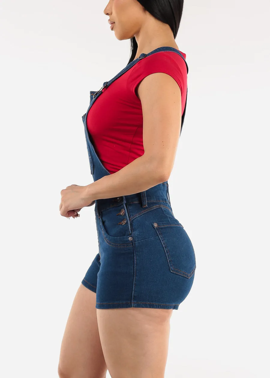 Butt Lift Sleeveless Dark Denim Short Overalls sold by Moda product image thumbnail 3