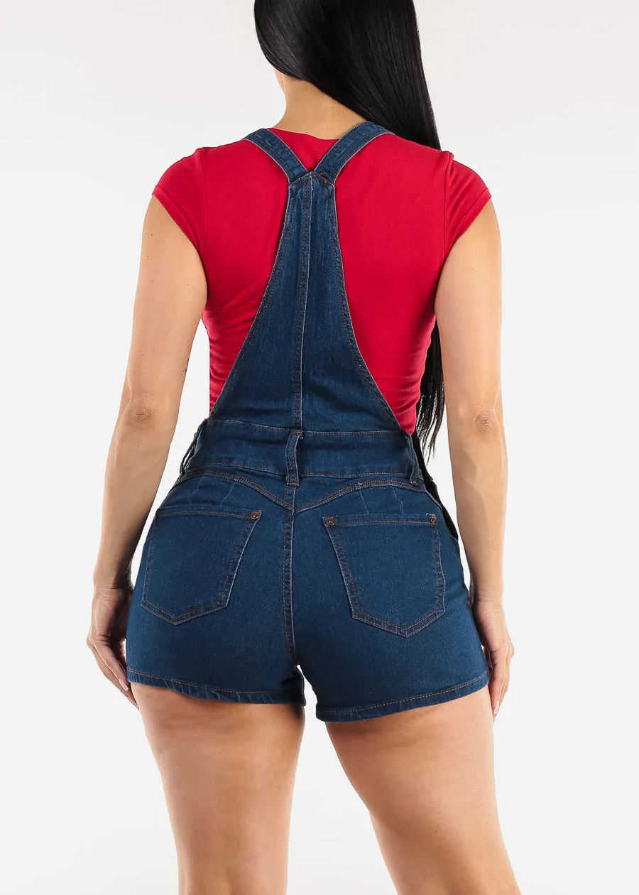 Butt Lift Sleeveless Dark Denim Short Overalls sold by Moda product image thumbnail 4
