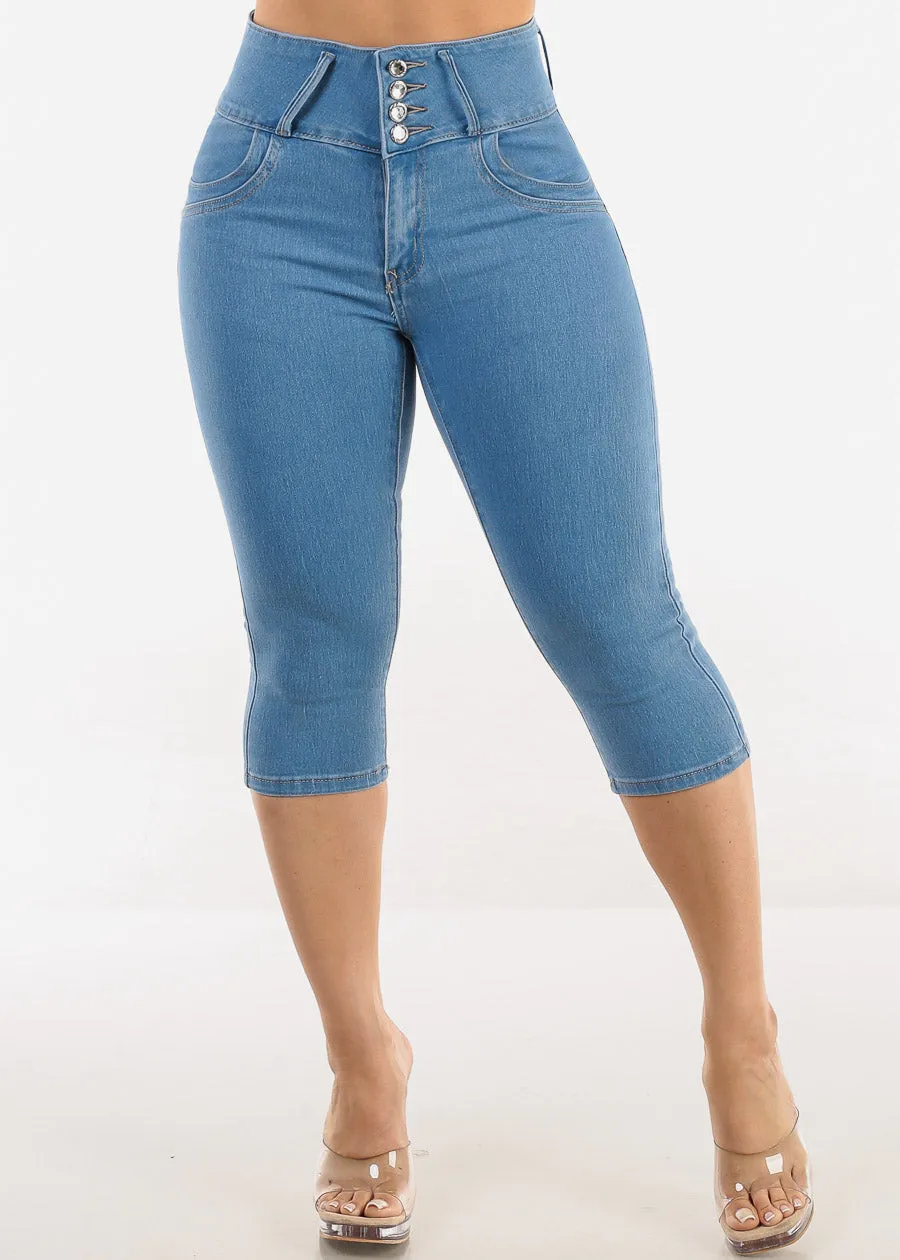 Butt Lift High Waist Blue Denim Capris sold by Moda product image thumbnail 4